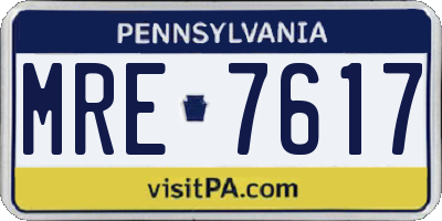 PA license plate MRE7617