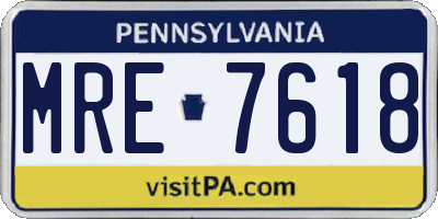 PA license plate MRE7618