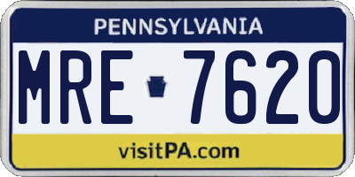PA license plate MRE7620
