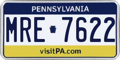 PA license plate MRE7622