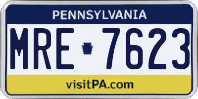 PA license plate MRE7623