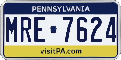 PA license plate MRE7624