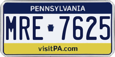 PA license plate MRE7625