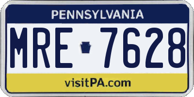 PA license plate MRE7628