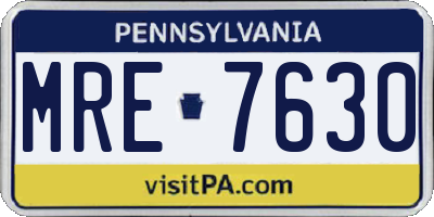 PA license plate MRE7630