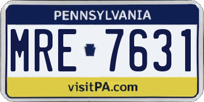 PA license plate MRE7631