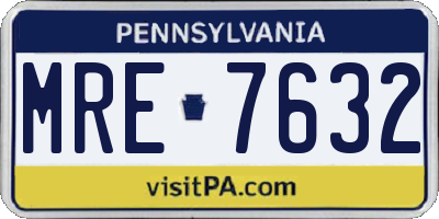 PA license plate MRE7632