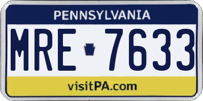 PA license plate MRE7633