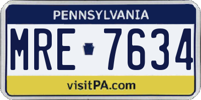 PA license plate MRE7634