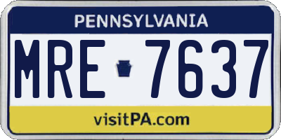 PA license plate MRE7637