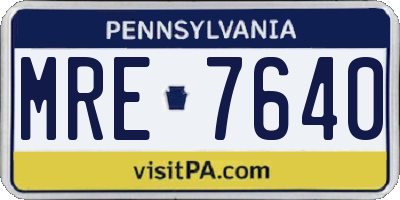 PA license plate MRE7640