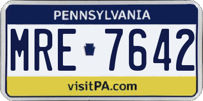 PA license plate MRE7642