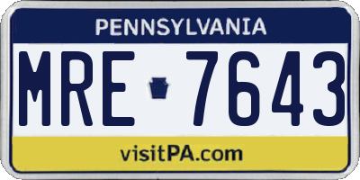 PA license plate MRE7643