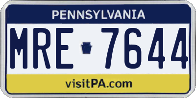 PA license plate MRE7644
