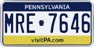 PA license plate MRE7646