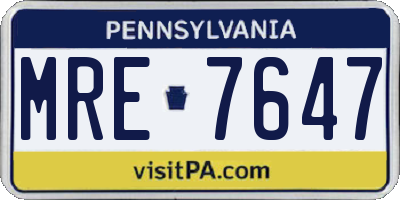 PA license plate MRE7647