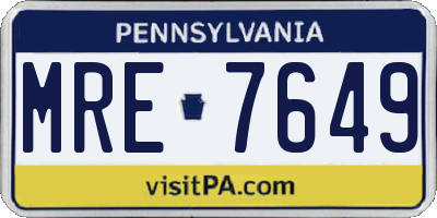 PA license plate MRE7649