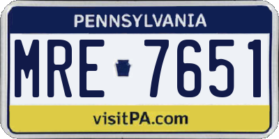 PA license plate MRE7651