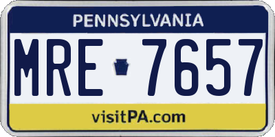PA license plate MRE7657