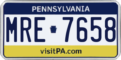 PA license plate MRE7658