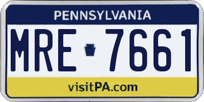 PA license plate MRE7661