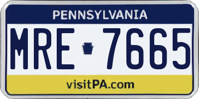 PA license plate MRE7665