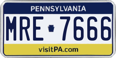 PA license plate MRE7666