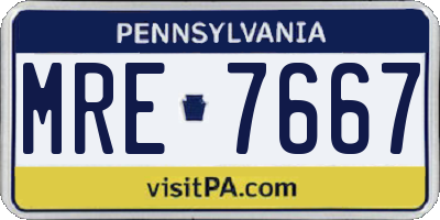 PA license plate MRE7667