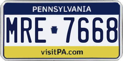 PA license plate MRE7668