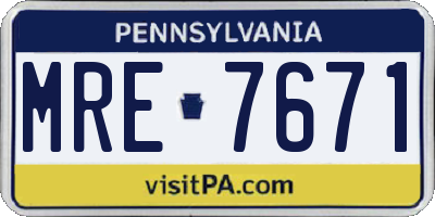 PA license plate MRE7671