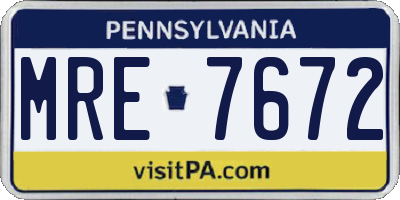 PA license plate MRE7672
