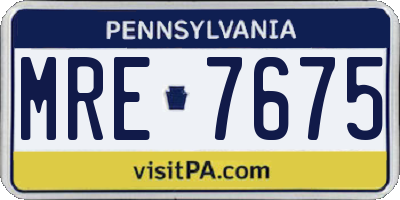 PA license plate MRE7675