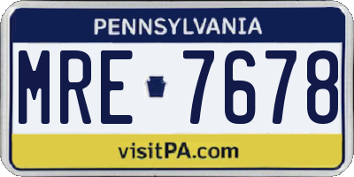 PA license plate MRE7678
