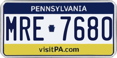 PA license plate MRE7680