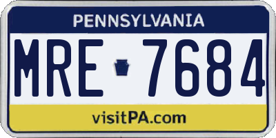 PA license plate MRE7684