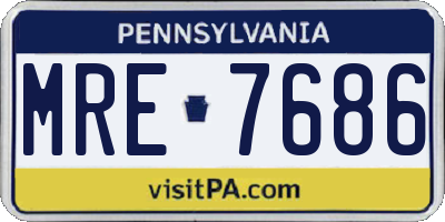 PA license plate MRE7686