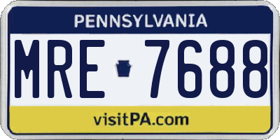 PA license plate MRE7688