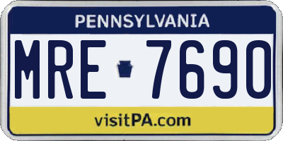 PA license plate MRE7690