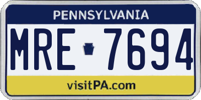 PA license plate MRE7694