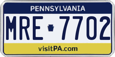 PA license plate MRE7702