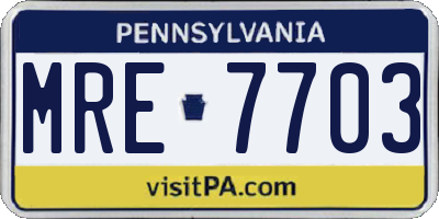 PA license plate MRE7703