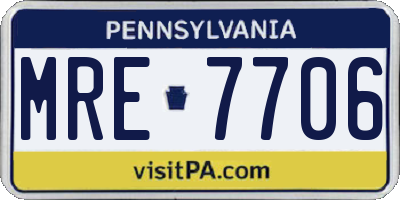 PA license plate MRE7706