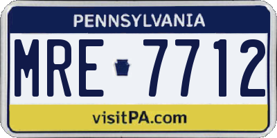PA license plate MRE7712