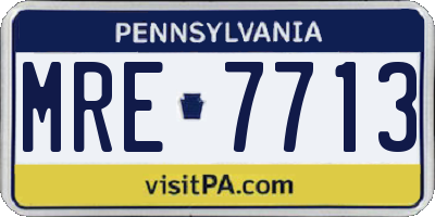 PA license plate MRE7713