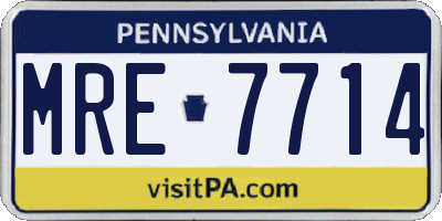 PA license plate MRE7714