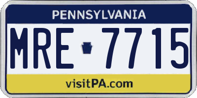 PA license plate MRE7715