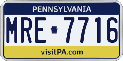 PA license plate MRE7716