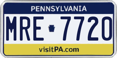 PA license plate MRE7720