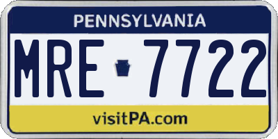 PA license plate MRE7722