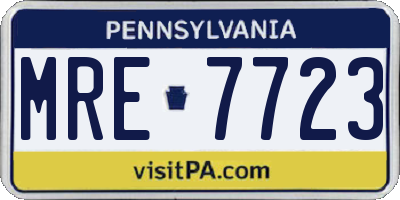 PA license plate MRE7723